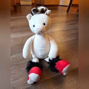 RARE JELLYCAT LONDON PLUSH CAT WITH FAUX LEOPARD FUR HAT W/RED HEELS PRICE FIRM